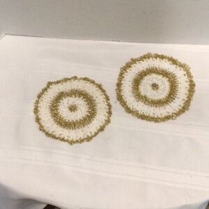 Gold and White Crochet Coasters dollies